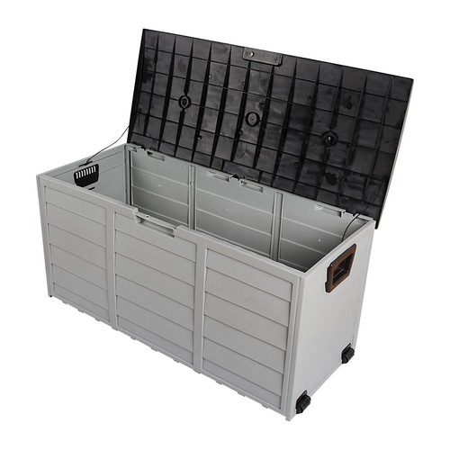 44 in 75 Gallon Resin Deck Box Storage Patio Garden Yard Waterproof with Wheels - Picture 2 of 21