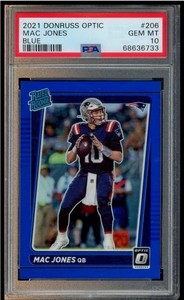 2021 PANINI DONRUSS OPTIC #206 MAC JONES BLUE /179 ROOKIE