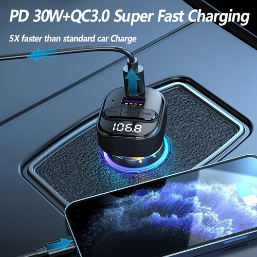 Bluetooth 5.3 FM-Transmitter Fürs Auto mit Typ-C PD-Autoladegerät, Unterstü1651 - Bild 4 von 9
