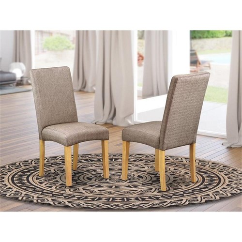 East West Furniture Driscol 39" Fabric Dining Chairs in Oak/Gray (Set of 2) - Picture 2 of 6