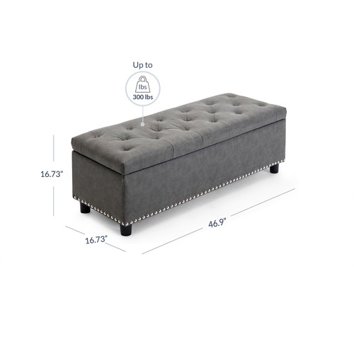 Storage Ottoman Storage Bench Fabric Large Storage Chest Bedroom Bench Footrest - Picture 10 of 10