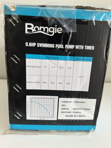 Bomba de piscina BOMGIE, (0,6 HP 2930 GPH, 115 V) - Imagen 3 de 11