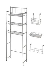 Over-the-Toilet Bathroom Storage Shelf Unit Set W/ Space Saver Basket Hooks