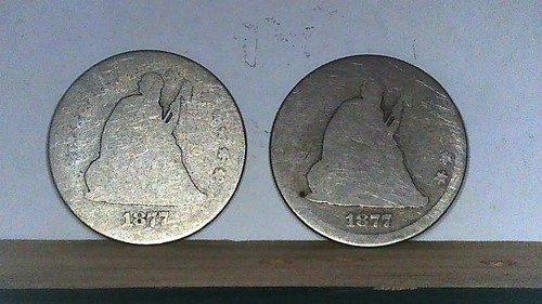 2-1877 CC and 1-1876 P Seated Liberty Quarters, 25C - Picture 2 of 7