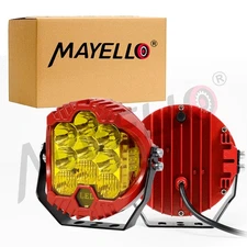 X2 5" LED Work Light Bar Red Pods DRL Round Offroad Driving Truck ATV Fog Lamp