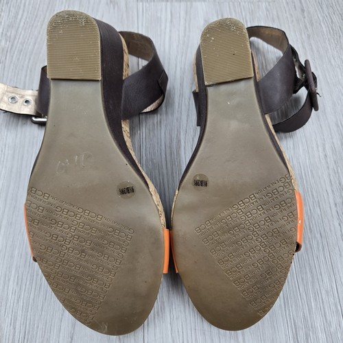 BCBGeneration PL-Brandee Keilsandalen 9,5 braun orange Korkabsatz Riemchen Schnalle - Bild 5 von 12