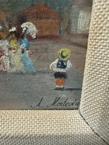 Mini painting IMPRESSIONISM "Promenade in Paris" SGND FRMD - Picture 7 of 8
