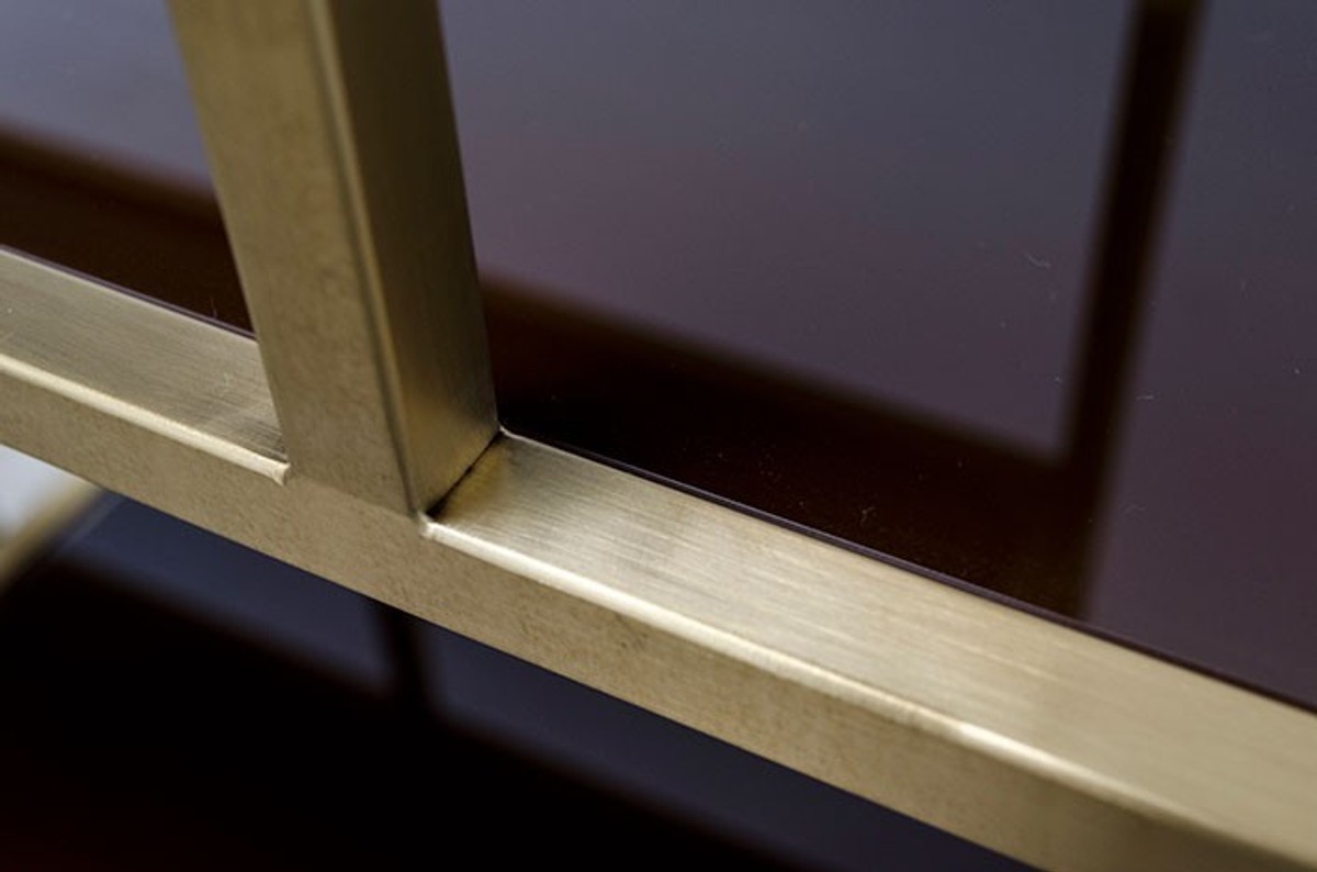 Casa Padrino Art Deco Luxus Regal Schrank Edelstahl Gold mit getönten Glasböden 