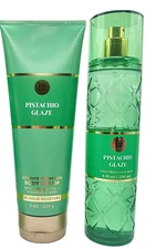 Bath Body Works PISTACHIO GLAZE Fragrance Mist Spray & Body Cream 2pc Set Gifted