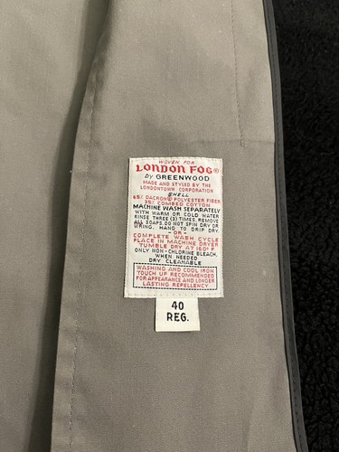 Vintage London Fog Maincoats 40R Gray Overcoat Made USA Removable Liner Raincoat - Picture 7 of 9