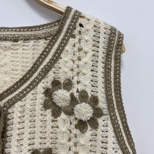 style crocheted vest sleeveless knitted cardigan waistcoat top - Picture 7 of 13