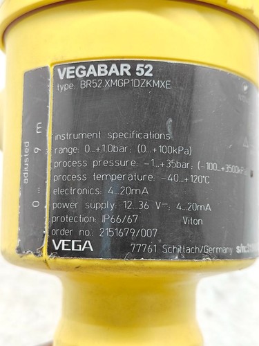 Vega Vegabar 52 BR52.XMGP1DZKMXE Pressure Transmitter Range 0-10bar - Picture 6 of 14