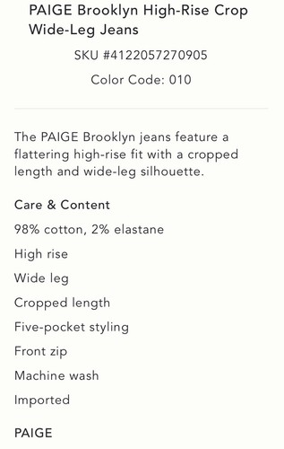 Pantalones de mezclilla PAIGE Brooklyn cortos de pierna ancha •31• tiro alto blancos $239 - Imagen 5 de 15