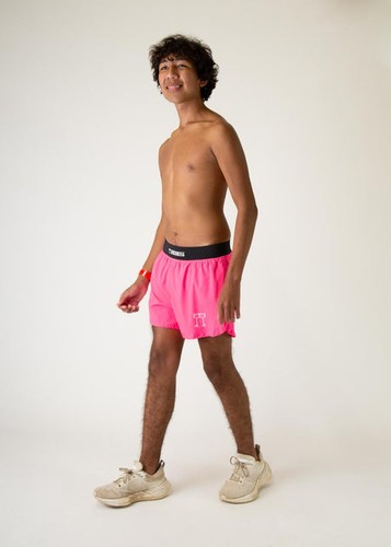 Pantalones cortos para hombre rosa neón 4" medio dividido - Imagen 8 de 11