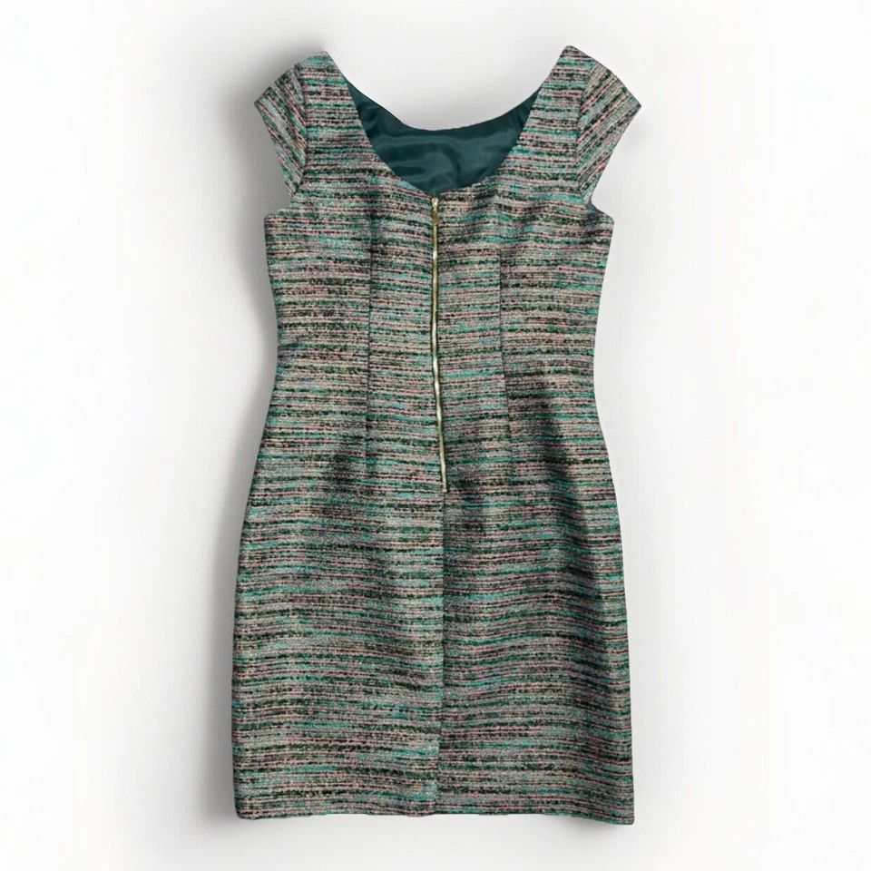 Vestido de tweed vaina hasta la rodilla Laundry By Shelli Segal cuello con cuentas talla 6 nuevo sin etiquetas Foto 3 de 4