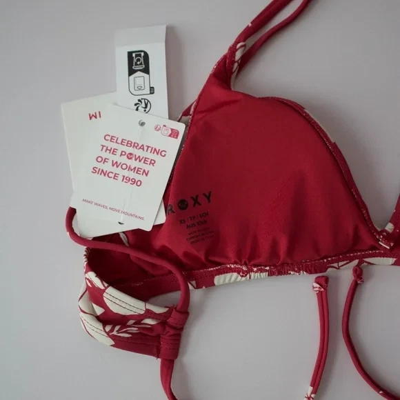 Top de bikini Roxy Beach Classics triángulo deportivo - Para mujer - XS rojo nuevo con etiquetas Foto 4 de 4