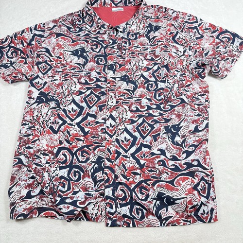 Columbia Shirt Mens XXL Red Black PFG Omni Shade Hawaiian Fishing Marlin - Picture 2 of 8