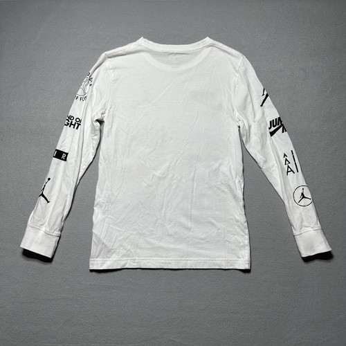 Nike Air Jordan Jumpman Flight Logo Level Up Shirt Jungen Large Langarm Weiß - Bild 4 von 6
