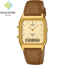 CASIO CLASSIC AQ-230EGL-9AJF Analog Digital Quartz Watch Brown Leather Strap