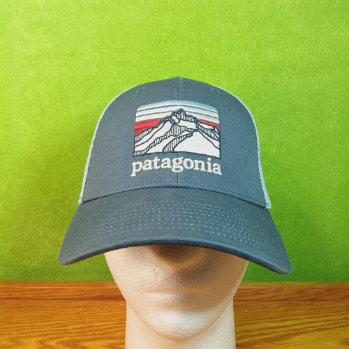 Sombrero Patagonia Azul Montaña Parche Logo Skyline Malla Camionero Gorra Snapback - Imagen 2 de 8