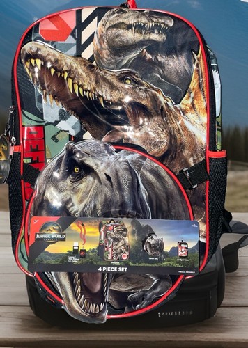 Jurassic World Dinosaurier 4-teiliges Rucksack Brotdose Set 17" schwarz