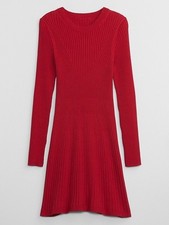New Gap Sweater Dress Women’s XL Red Ribbed Knit Long Sleeve Preppy Cotton $80