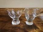 Vtg Federal Glass Creamer And Sugar Bowl Etched Design