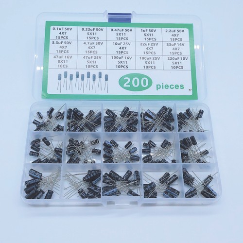Electronics Repair Kit - 200PCS Electrolytic Capacitors 15 Specs Boxed - Picture 3 of 9