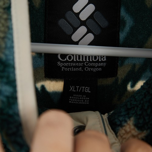 Columbia Helvetia Half Snap Fleece Green Mountain Print Men's Size XLT - Picture 5 of 8