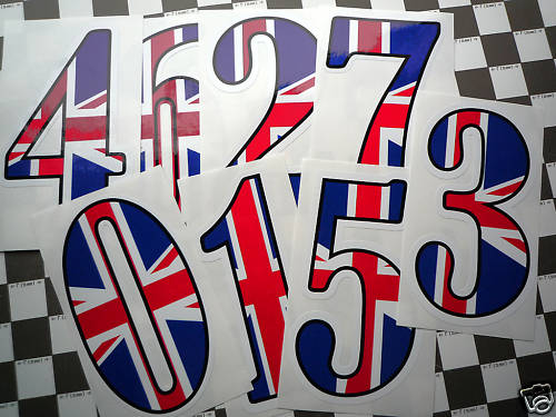 UNION JACK NÚMEROS DE CARRERAS 150mm Coche de Motocicleta de Carreras - Imagen 1 de 1