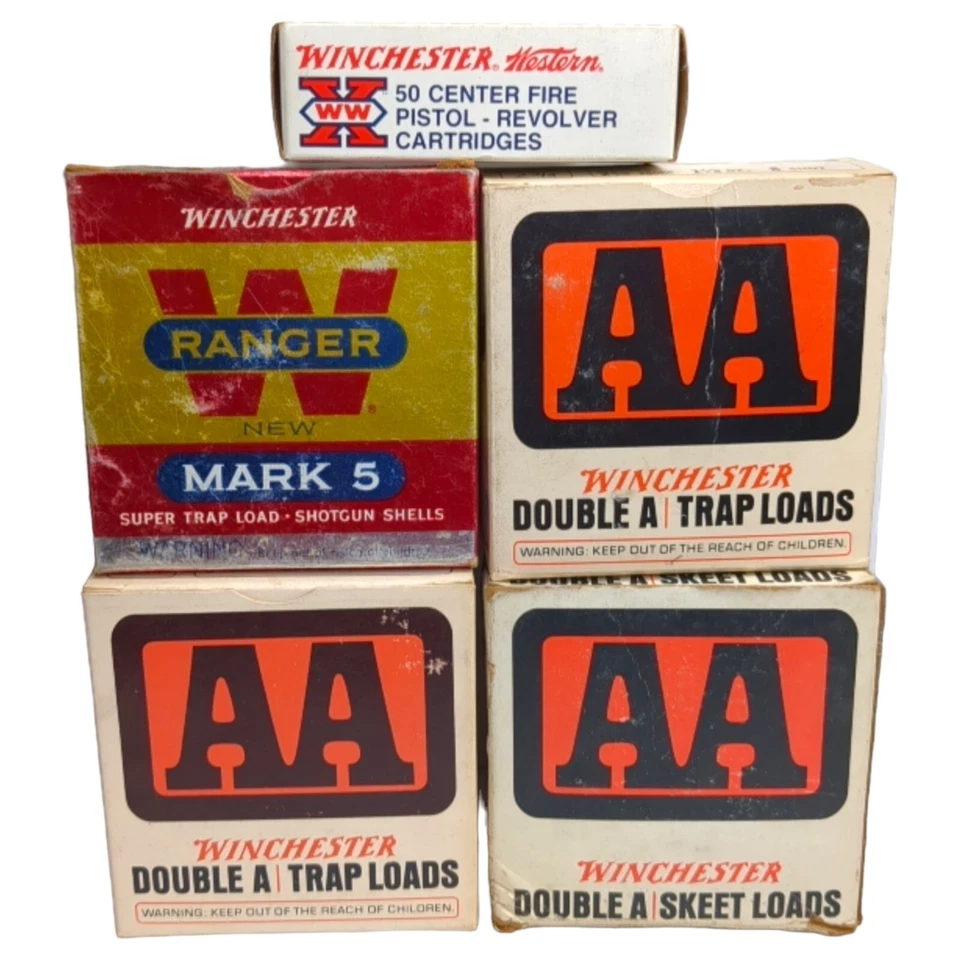 Lot Of 4 Vintage Winchester Trap Load 12 Ga. Empty Shell Boxes plus 9MM Box - Image 2 of 4