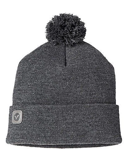MENS VOI TURNUP FASHION BEANY HAT HAVING THE VOI METAL BADGE THRALL - DARK GREY