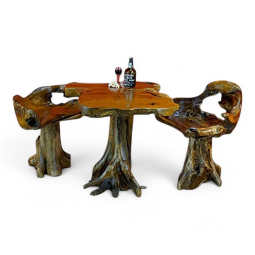 Teak Root Wood Table Dining Solid Natural Furniture Room Sunroom New - Picture 6 of 20