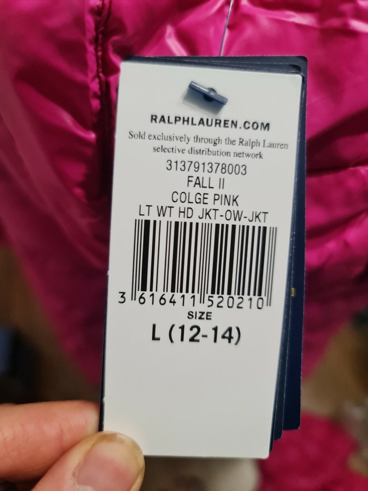 Polo Ralph Lauren Girls Pink Padded Coat Size L (Age 12-14 Years ) New Popularność uzupełniania zapasów