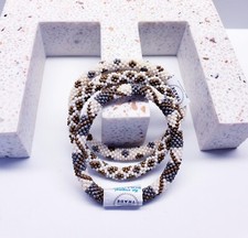 KHAKI -Original Roll-On  Bracelets, 7" round, made in Nepal 2 3 Sets 