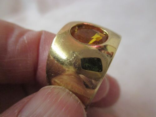 Vintage Napier gold tone Ring with amber color glass stone - Picture 2 of 3