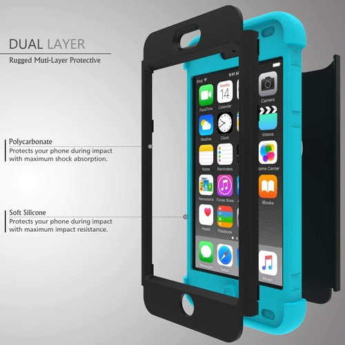 Für iPod Touch 5. 6. 7. Gen - Hard Hybrid Armor Impact Case Schwarz Mint Blau - Bild 7 von 9