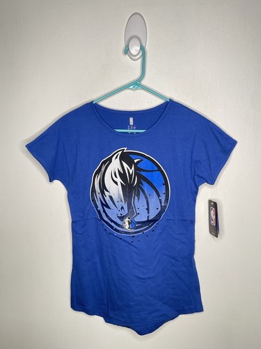 NBA Dallas Mavericks Top Girls Size S-M-L-XL Short Sleeve Blue Basketball Shirt