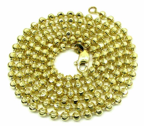 Collar de cadena lunar corte diamante macizo de 2,5 mm de oro amarillo de 10 quilates para hombre y mujer de 16"-24" - Imagen 6 de 6