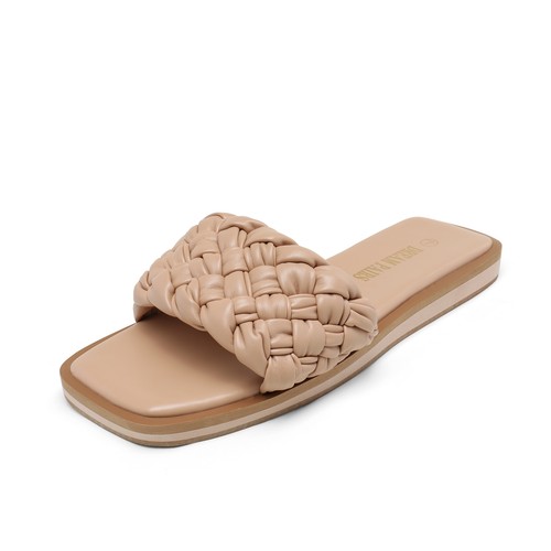 Women Slide Sandals Square Toe Flat Sandals Slip On Vacation Summer Casual Shoes - Picture 14 of 37