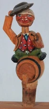 RARE! VINTAGE ANRI (ITALY) MECHANICAL MAN ON A WINE KEG CORK WINE BOTTLE STOPPER