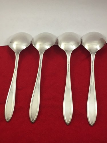 Oneida Community ADAM 1917 Monogram C Silverplate 4-Round Gumbo Soup Spoons - Picture 4 of 6