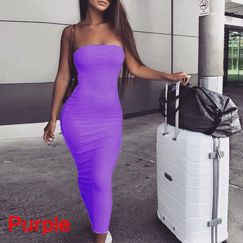 Mujeres Sexy ceñido al cuerpo Vestido a lápiz Verano Moda Sin tirantes Vestidos largos envolventes - Imagen 6 de 22