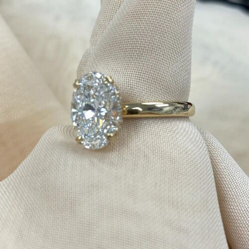 IGI 2.24 TCW D-VVS2 Oval Brilliant Cut Lab Grown Diamond Ring 14k Yellow Gold - Picture 2 of 10