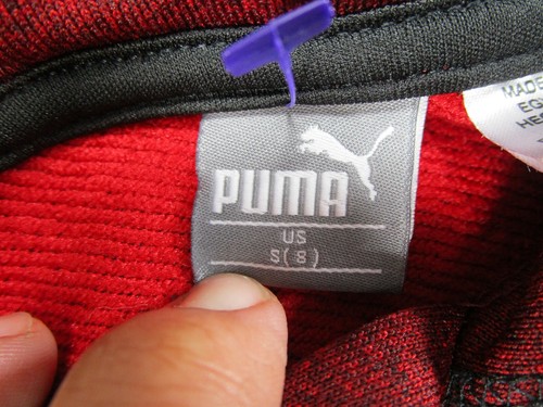 Puma Sweater Youth Small Red Black Logo Hoodie Hooded Sweatshirt Casual Kid Boy - Picture 5 of 10