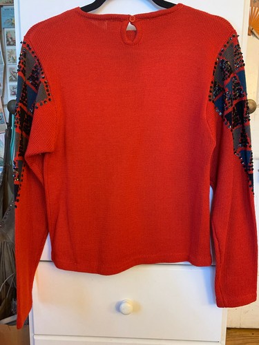 *VINTAGE* KANSAI YAMAMOTO Red Sequin Crop Sweater M - David Bowie Ziggy Stardust - Picture 3 of 8