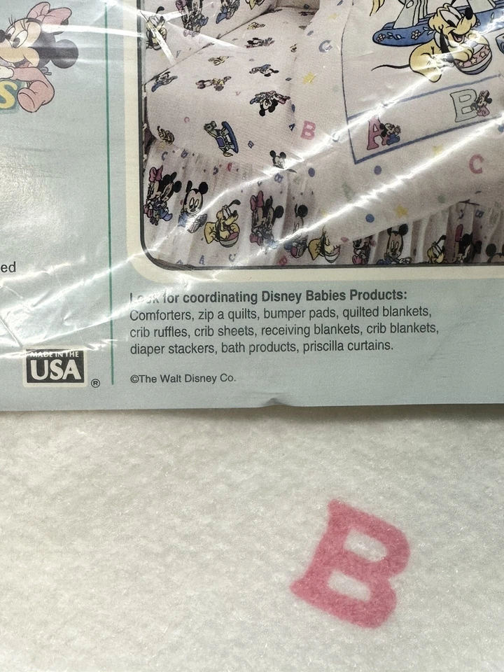 Cobertor de berço vintage Dundee Disney Babies Mickey Minnie Pluto. NOVO NO PACOTE - Imagem 4 de 4