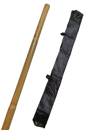 TEKKA BUDO Set Bo Stab Rattan ungeschält mit Waffentasche 182 cm mit Außenschale