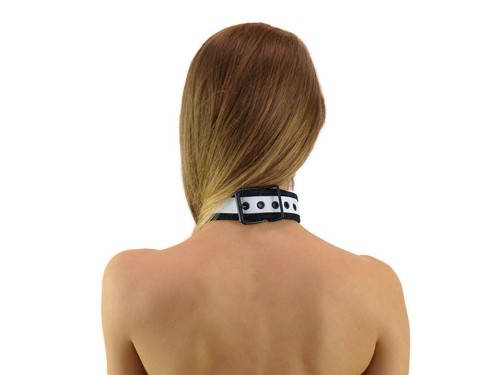 Deluxe Neopren Puppy Halsband weiß Hundehalsband BDSM Halsfessel Petplay Nr.5922 - Bild 7 von 7