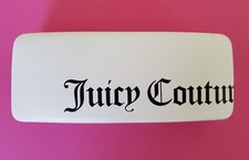 JUICY COUTURE White Hard Shell Clam Eyeglass Case Pink Interior